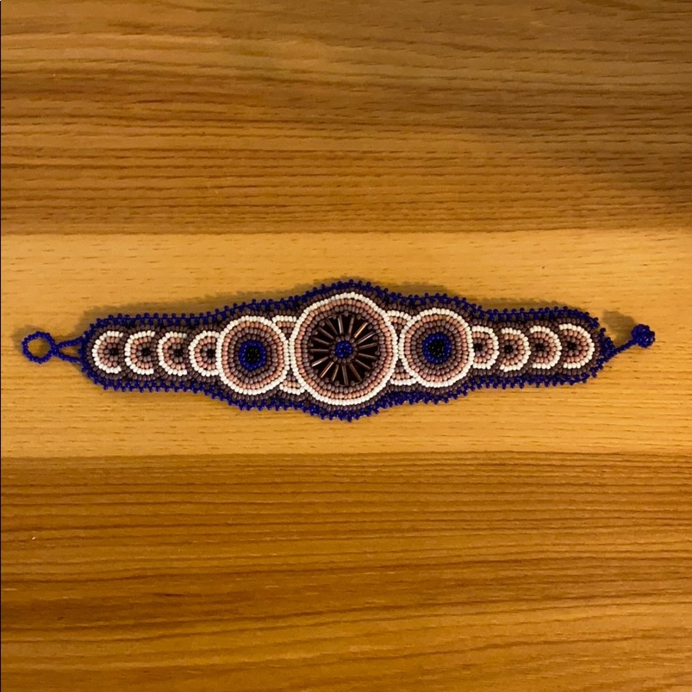 Vintage handmade blue and purple cuff bracelet